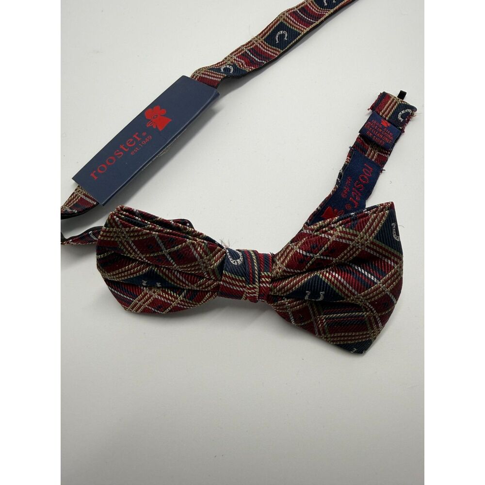 Rooster 100% Silk Horseshoe Bow Tie NEW